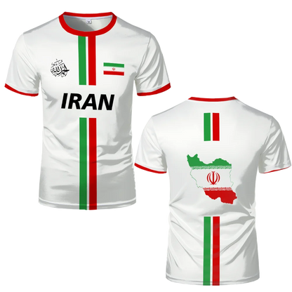 Summer New Iran Football Jersey Men's Surfing T-shirt Short Sleeve Tees Soccer Uniforms Casual Iranian Flag Graphic Sports Tops