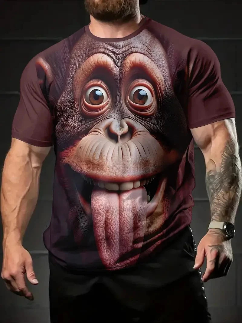 New Summer Men's T-shirt Funny Printed Pattern Short Sleeve Summer Outdoor Fashion Round Neck Tops OverSize Loose Men's Clothing