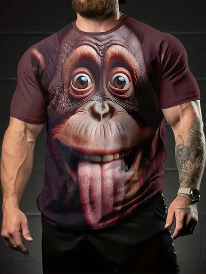 New Summer Men's T-shirt Funny Printed Pattern Short Sleeve Summer Outdoor Fashion Round Neck Tops OverSize Loose Men's Clothing