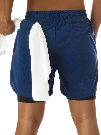 Leisure sportswear fitness double-layer shorts 2026 summer sports shorts 2-in-1 gym running
