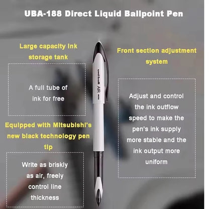 Uni Ball Air Micro Gel Rollerball Pen UBA-188 0.5/0.7MM Japanese Stationery Black Technology Straight Liquid Free Control Ink