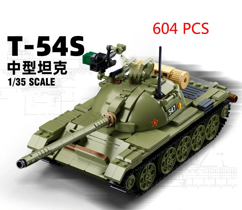 Military Vehicles Tank Sets SWAT Army City Police T34 Model Building Blocks DIY Brick Kids Toys Classic World War II WW2