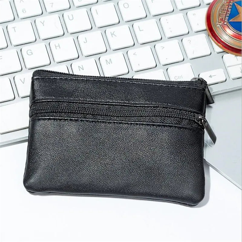 Black Men Coin Purse Men Small Bag Wallet Change Purses Zipper Money Bags Children Mini Wallets Leather Key Holder Cases