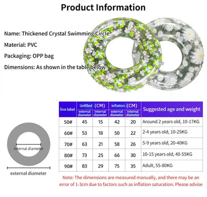 New internet celebrity Daisy Swim Circle Lucky Clover Transparent PVC Swim Circle