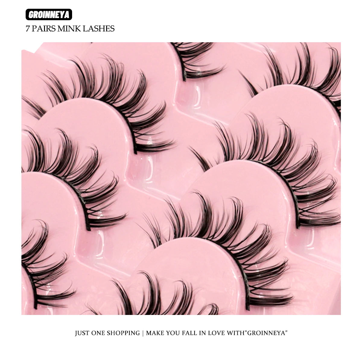 GROINNEYA 5/7 pairs Eyelashes  Manga Lashes  Natural False Lashes Fluffy Soft Cross  Fairy Little Devil Lashes Extension Makeup