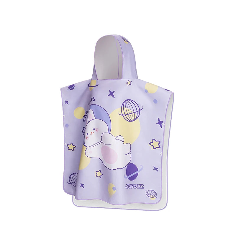 COPOZZ Children Changing Poncho Teen Soft Beach Cloak Hooded Cloak Bath Towel Quick Dry Microfiber Swimming Bathrobe