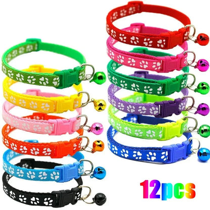 1/3/6/12/18Pcs Hot Pet Cat Bell Collar Dog Print Cat Collar Multi-Color Optional Necklace Ring Cat Rope Collar Pet Supplies