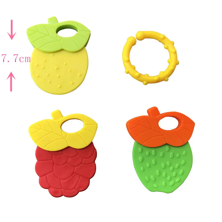 Silicone Teethers for Baby Things Newborn Chews Food Grade Teethers Training Bed Toy  Baby fruit item Feeding Infant Rattle