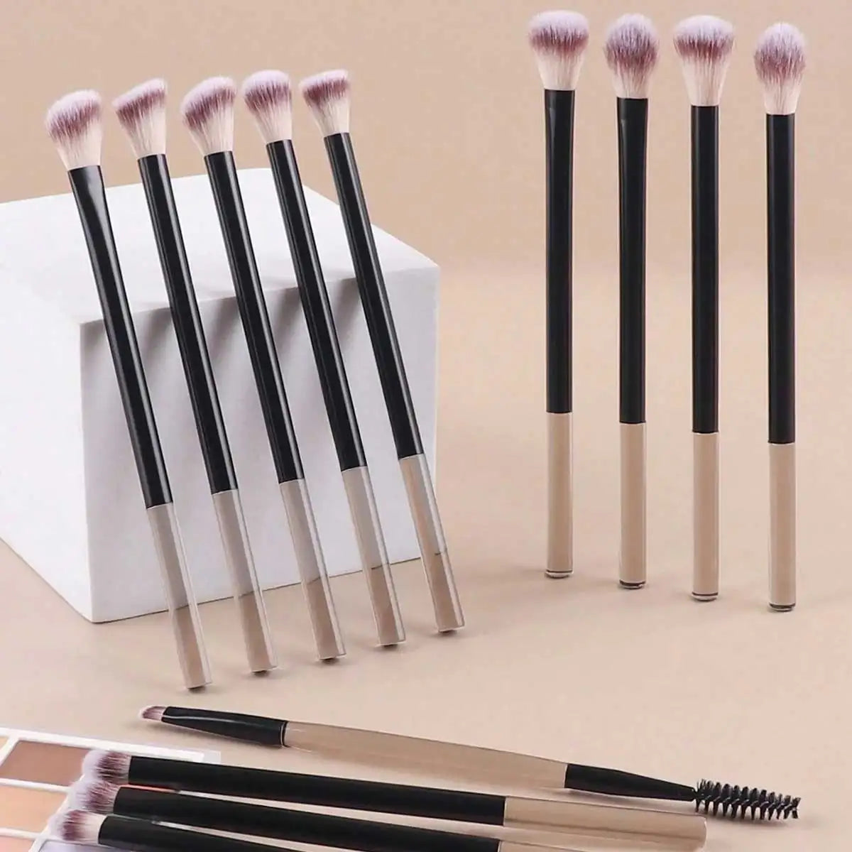 22pcs Makeup Brush Set Including 20pcs Professional Aluminum Tube Makeup Brushes, 2pcs Air Cushion Puffs For Daily Use