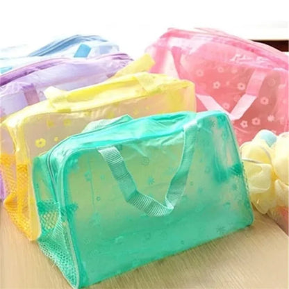 1 Pc PVC Transparent Cosmetic Bag Clear Makeup Bag for Women Girl Waterproof Zipper Beauty Case Travel Toiletry Bags Handbag