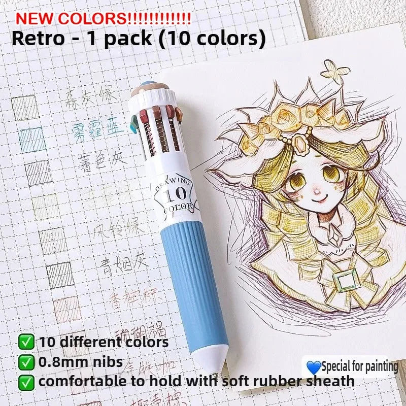 Languo 120 Color Ballpoint Pen 0.8mm Cartoon Soft Grip Press Multicolor Writing Pen for Drawing Overlay School Office Supplies