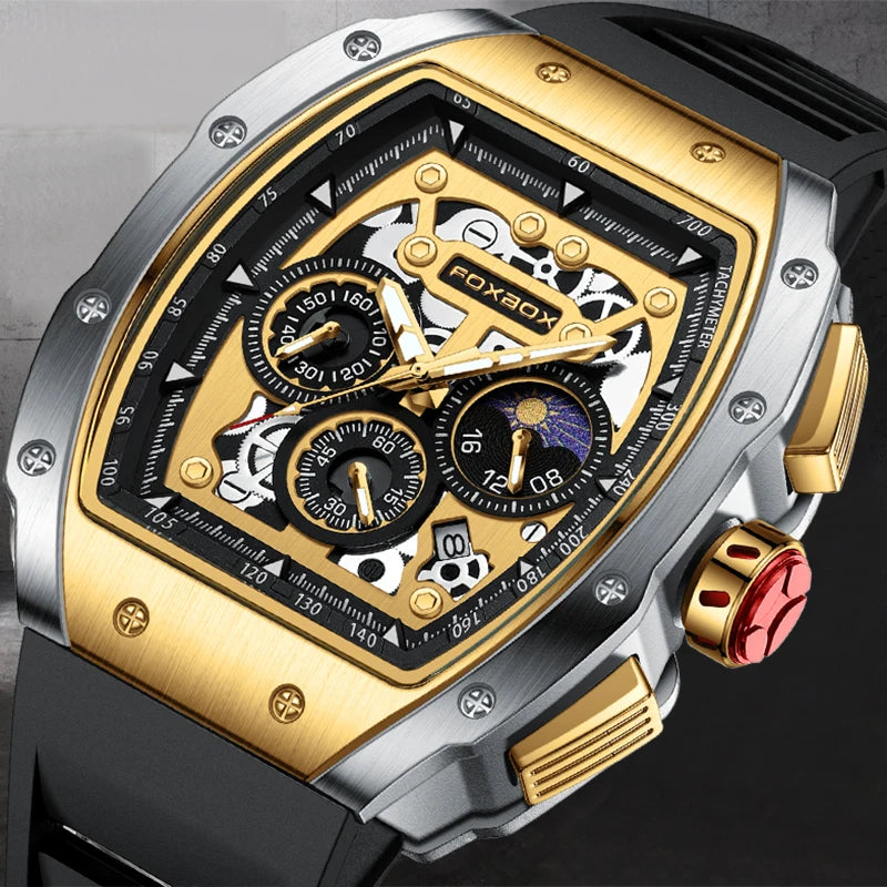 Relogio Masculino FOXBOX Men Watch LIGE Top Brand Luxury Military Square Watch Men Military Waterproof Quartz Watches For Men