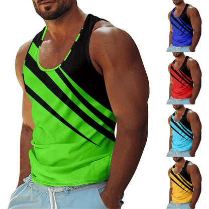 Summer Casual Stripe Tank Top Men's Clothing Simple Casual Fashion Sleeveless Shirt 2025 New Basketball Sport Daily Men Vest