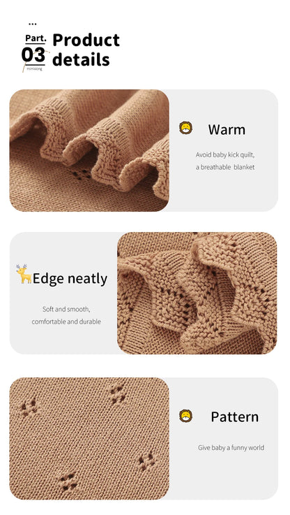 Baby Knitted Blankets Cotton 90*70cm Newborn Boy Girl Swaddle Wrap Best Comfort All Seasons Infant Unisex Stroller Bedding Cover