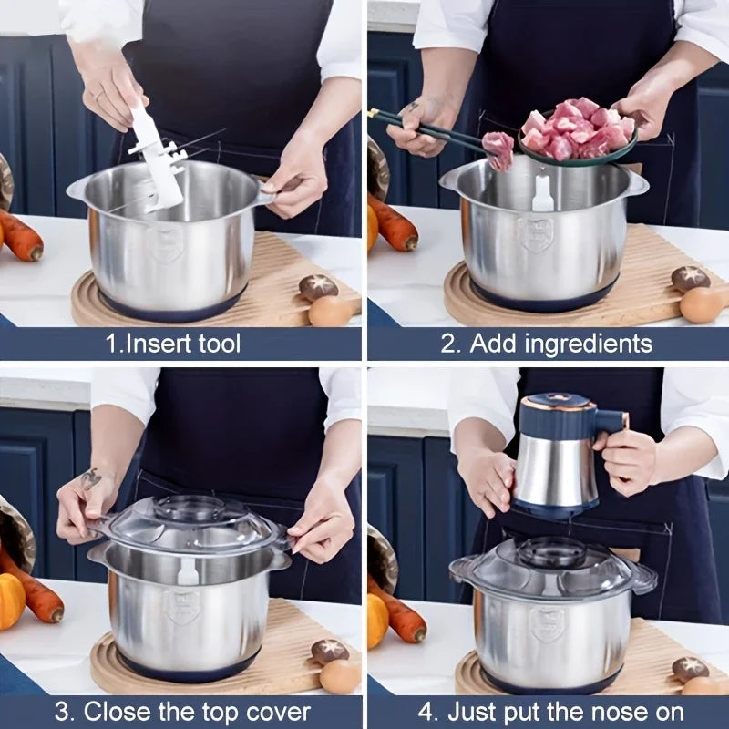 304 Stainless Steel Multifunctional Electric Food Processor 2L 3L 5L Meat Grinder Mincer Vegetable Chopper Slicer 220V EU Plug
