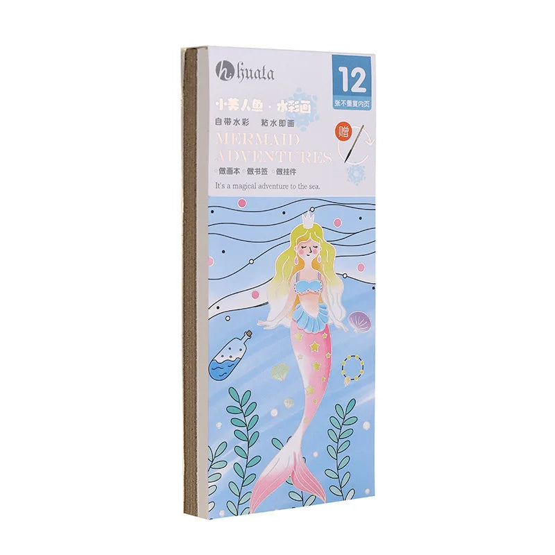 Kids Portable Watercolor Painting Book 12 Sheets Gouache Graffiti Picture 1 Pen Coloring Water Drawing Books Set Kids Toys Gifts