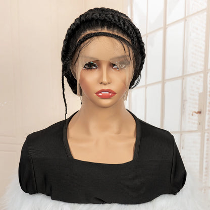 New Arrival Afro Bantu Braided Wigs Synthetic Full Lace Cornrow Box Braided Wigs Natural Handmade Braids Wig for Black Women