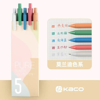 5Pcs New 2025 Kaco Sunrise Impression Cute Colors Gel Pens 0.5mm Retractable Kawaii Pen Stationery for Kids School Supplies