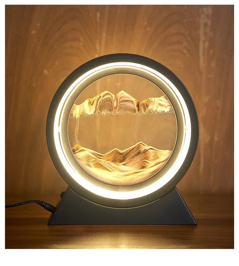 Sandscape Kinetic Sand Art Picture Quicksand Table Lamp Dynamic Liquid Hourglass Moving Sand Painting Flowing Sand Home Decor