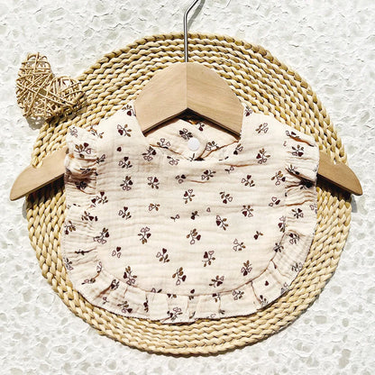 New Spring and Summer Baby Small Floral Bib, Girls' Gauze Ruffle Bib, Cute Baby Drool Towel