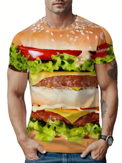 New Summer Men's T-shirt Funny Printed Pattern Short Sleeve Summer Outdoor Fashion Round Neck Tops OverSize Loose Men's Clothing