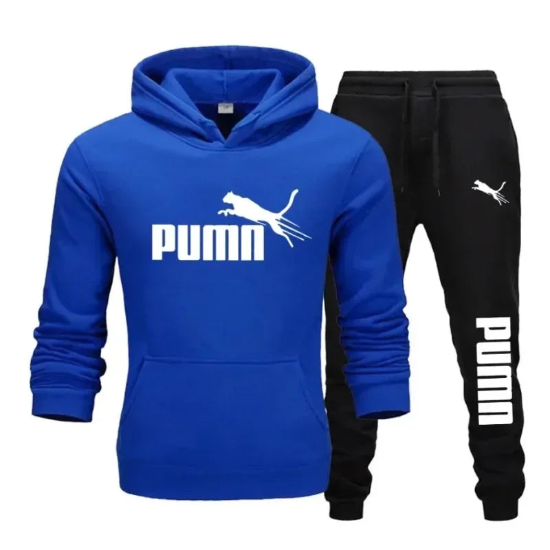 2025 New Autumn and Winter Men's Pullover Hoodie and Pants Two-Piece Set Fashionable Trendy Fitness Casual Sportswear