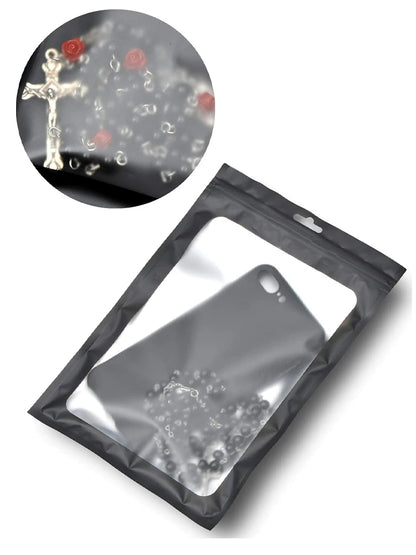 10/50 Pcs Resealable Mylar Bags, Sealable Odor Proof Foil Pouch Bag with Clear Window Jewelry Small Bussiness Packaging Supplies