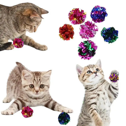 1/5/10/20PCS Cat Colorful Crinkle Balls 5.5cm Cat Dog Interactive Toys Cat Sound Tin Ringing Paper Pet Supplies Random Color