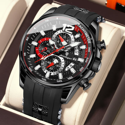 POEDAGAR Functional Watch For Men Date Chronograph Luminous Waterproof Silicone Classic Male Watch Quartz Original Men's Watches