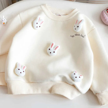 Children's Sweatshirt Spring and Autumn Three-dimensional Rabbit Girl Kids Versatile Cute Cartoon Top Pullover Baby Clothing