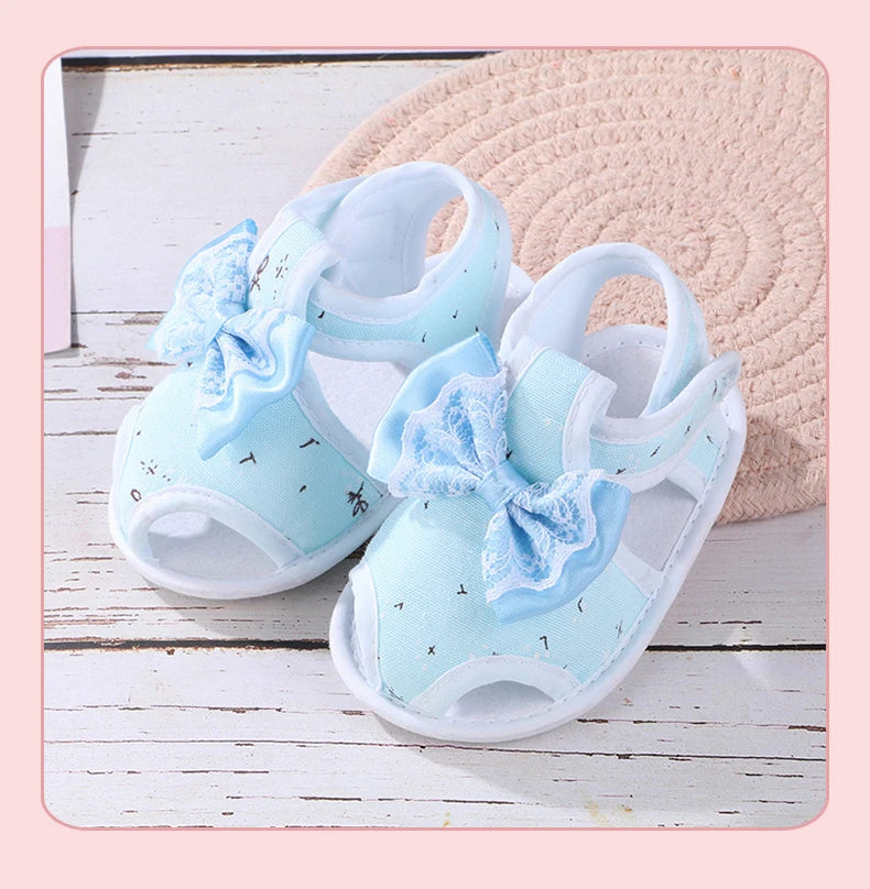 New Children Summer Clogs 0-18M Flower Newborn Infant Baby Girl Princess Bowknot Sandals Toddler Soft Crib Walkers Casual Shoes