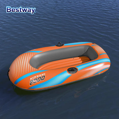 Bestway 61136/61140/61142/61146 1-3 Person Heavy Duty Inflatable Kayak - Long Lasting PVC Rafting Adventure Boat for Thrilling
