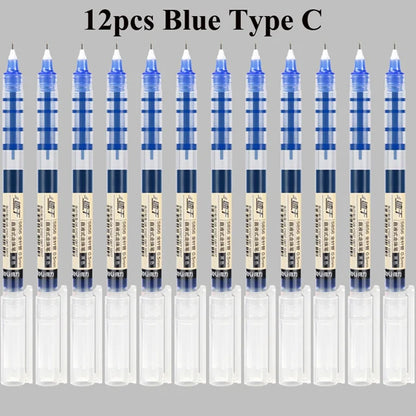 Deli Rollerball Pens, 12 Pack Blue/ Black Liquid Ink Ballpoint Gel Pens, 0.5 mm Fine Tip Rolling Ball Pens for Writing Drawing