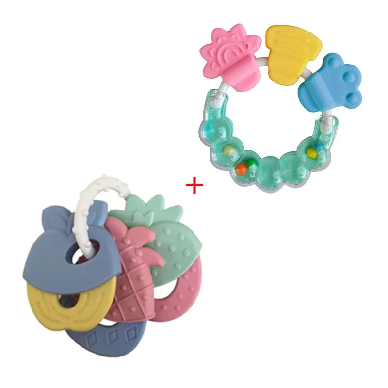 Silicone Teethers for Baby Things Newborn Chews Food Grade Teethers Training Bed Toy  Baby fruit item Feeding Infant Rattle
