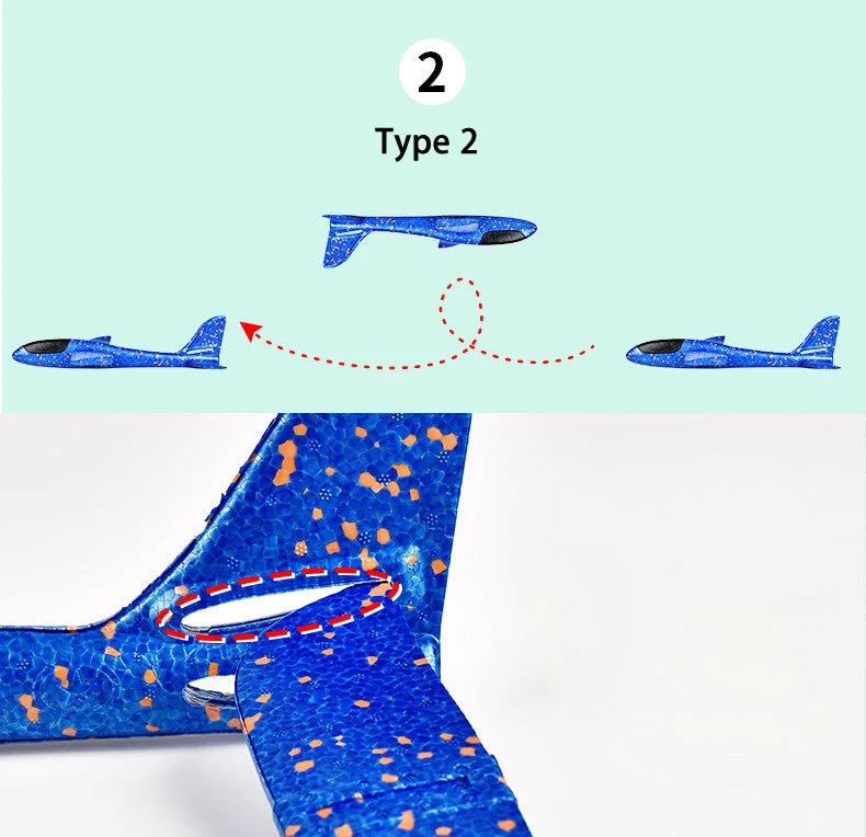 48cm Large EPP Foam Hand Throwing Aircraft Toys Gyratory Stunt Pressure Resistant Model Aircraft Outdoor For Boys Children Gift