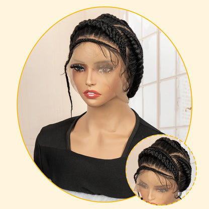 New Arrival Afro Bantu Braided Wigs Synthetic Full Lace Cornrow Box Braided Wigs Natural Handmade Braids Wig for Black Women