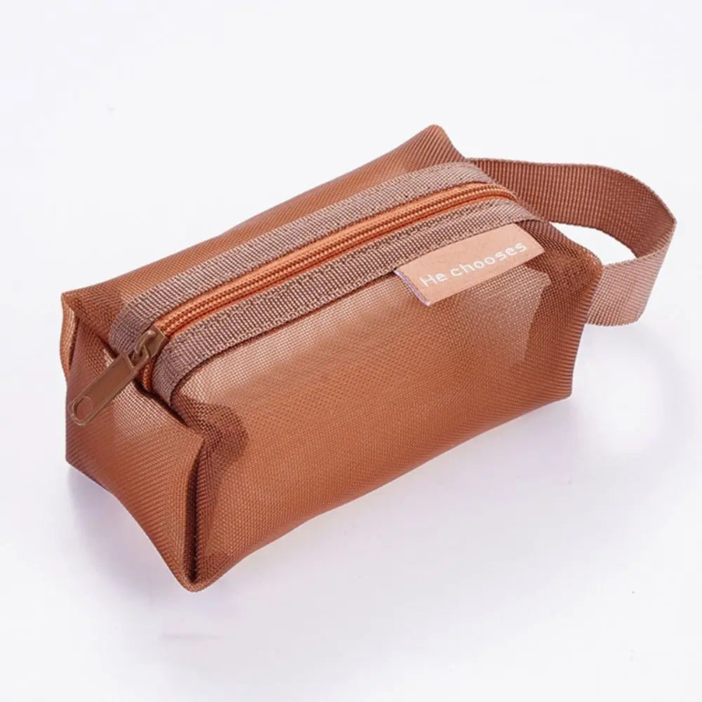 Fashion Cosmetic Bag Stationery Case Square Mesh Storage Pouch Mini Zipper Coin Purse Large Capacity Key Bags