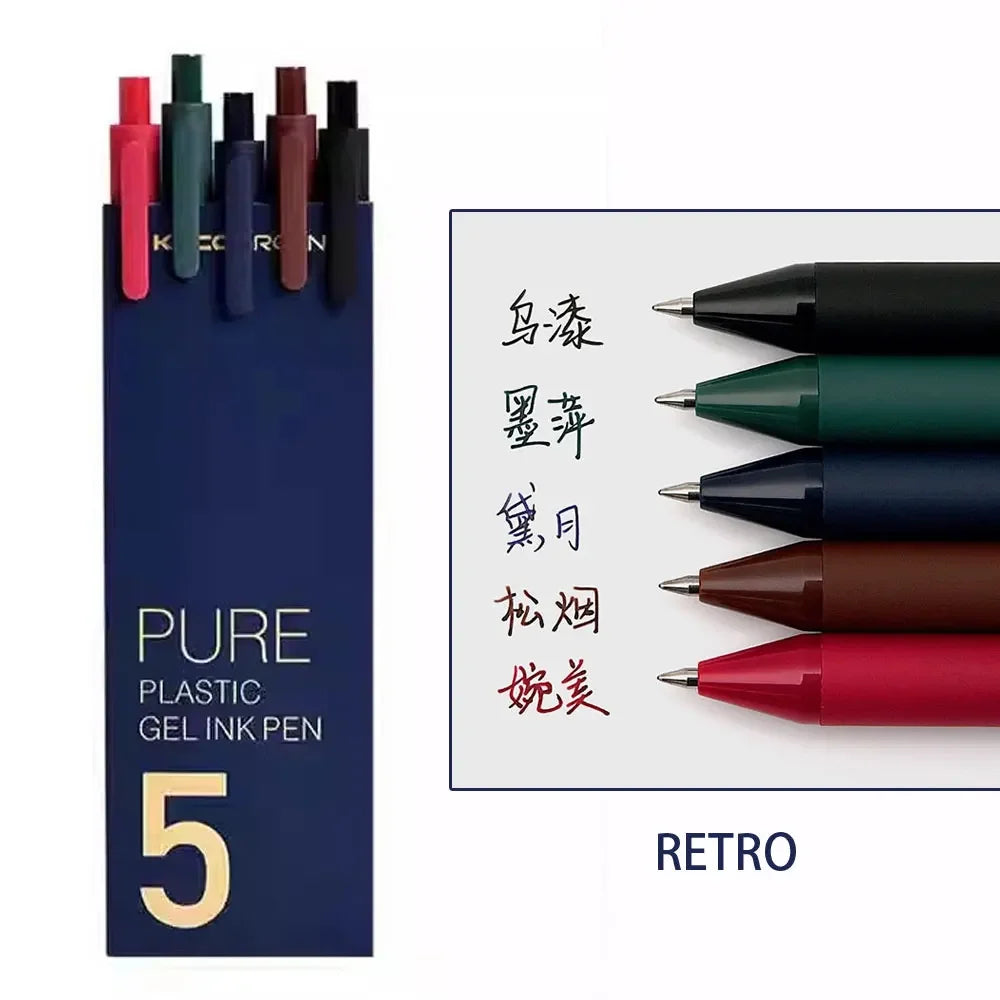 5Pcs New 2025 Kaco Sunrise Impression Cute Colors Gel Pens 0.5mm Retractable Kawaii Pen Stationery for Kids School Supplies