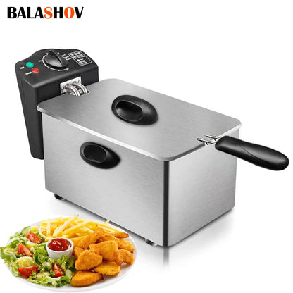Electric Deep Fryer Large Capacity Oil Oven Countertop Commercial Fryer for Street Vendors Fried Chicken Fries Pot EU/UK