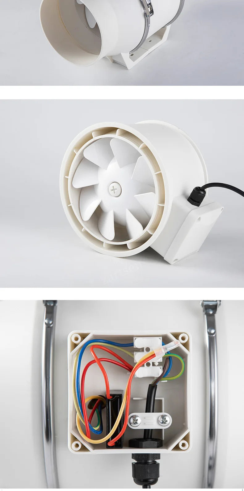3/4/5/6Inch Industrial Exhaust Fan 220V Grow Silent Pipe Duct Bathroom Extractor Ventilation Kitchen Toilet Wall Air Ventilator