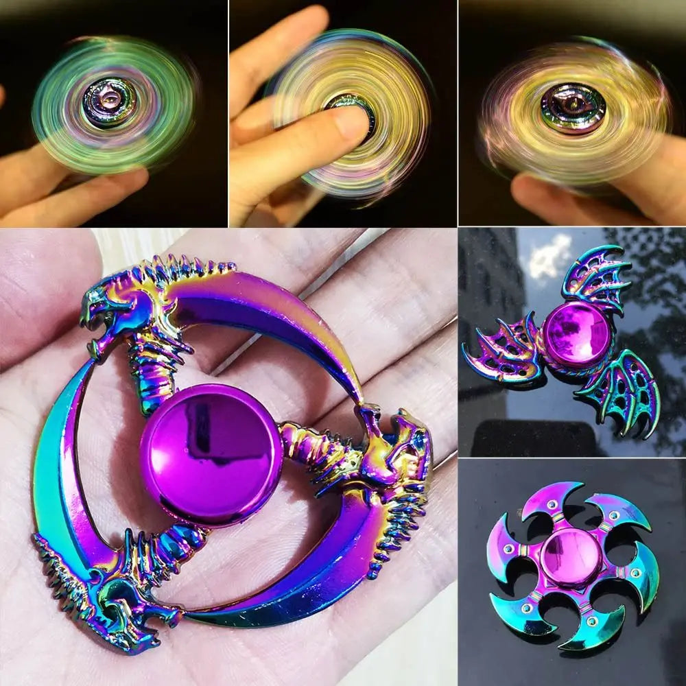 Dragon Wings Hand Spinner High Speed Low Noise Fingertip Gyro Alloy Anti Pressure Metal Rainbow Finger Spinner Children Toys
