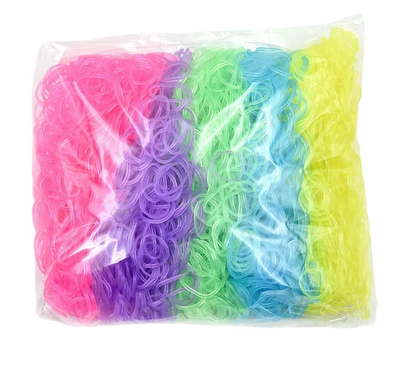 600Pcs New ColorTransparent  Fluorescence Glow Bracelets Making Supplies DIY Rubber Loom Bands Wrist Necklaces Child Party Toys