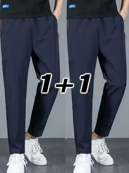 2 Pieces Men's Casual Pants Stretch Elastic Waist Jogger Korean Classic Blue Black Gray Male Brand Trousers Plus Size