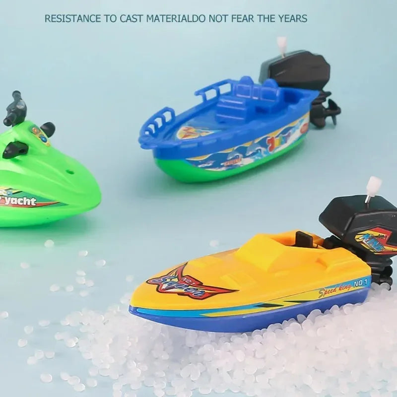 Wind Up Clockwork Float In Water Speed Boat Ship Children Bath Toys Random Color Kids Pool Swimming Bathtub Bath Toys
