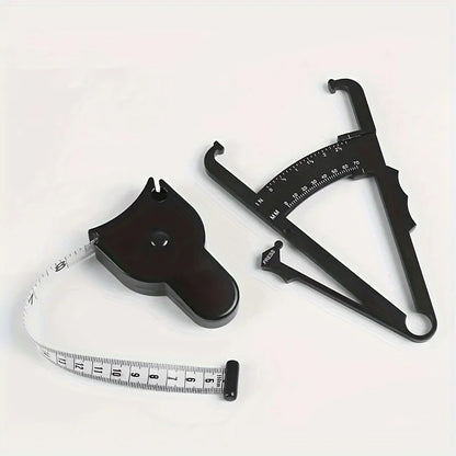 1 Set Body Fat Measuring Device and Waist Tape Combination-Handheld Fat Meter and Tape Measure,Portable Fitness Measurement Too