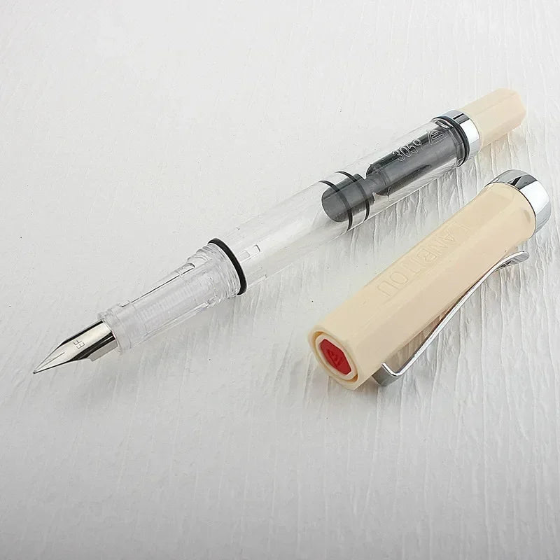 High Quality 3059 Piston Fountain Pen Resin Transparent Ink Pen EF/F Nib 0.38/0.5mm Fountain Pen Business Gif