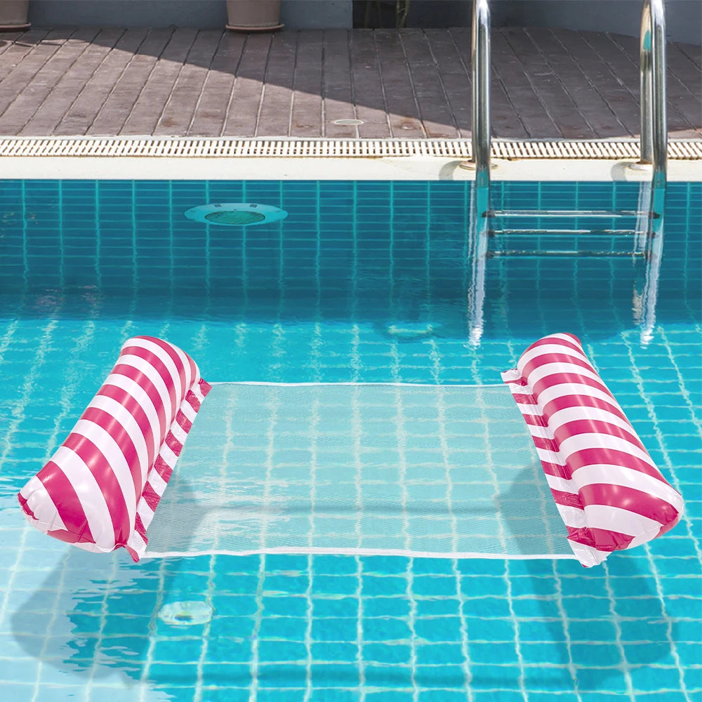 1pc Inflatable  Multi-Purpose Striped Floating Bed , Portable Water Lounge Raft for Swimming Pool Beach, Summer Relaxation