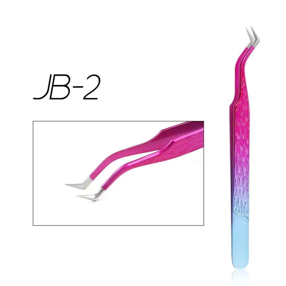 GEMERRY 1 Pcs Pink Gradient Angel Eyelash Tweezers Fiber Tips High Precision Professional Stainless Steel Tool