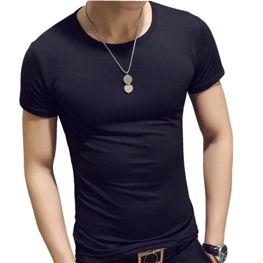 7 Colors Slim Man's T-shirt Short Sleeve Streetwear Gym Clothing Tee Top Plain Running Shirt Camiseta Masculina Tee Shirt Homme