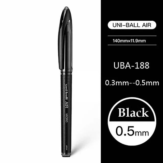 Uni Ball Air Micro Gel Rollerball Pen UBA-188 0.5/0.7MM Japanese Stationery Black Technology Straight Liquid Free Control Ink